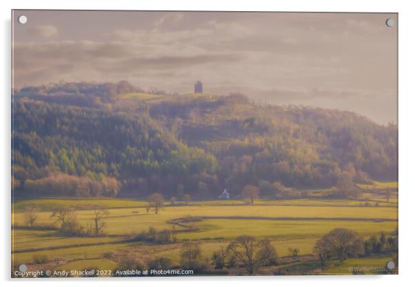 Paxton Tower above the Towy Valley Acrylic by Andy Shackell