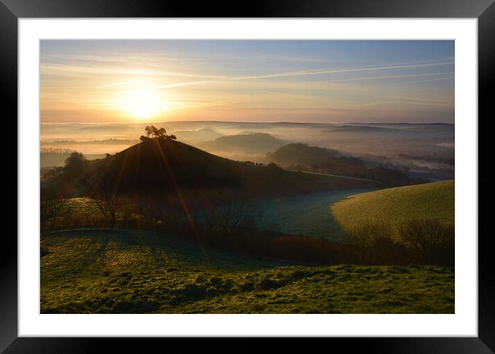 Dewy Morning at Colmer's Hill Framed Mounted Print by David Neighbour