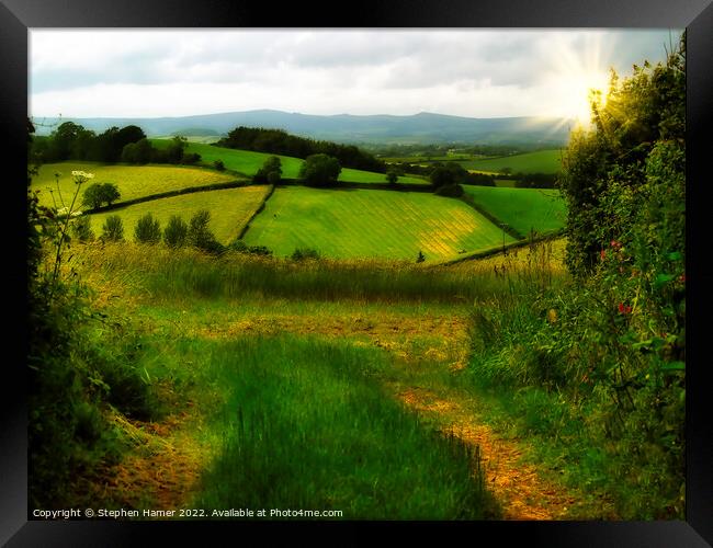 Devon/Dartmoor Sunset Framed Print by Stephen Hamer