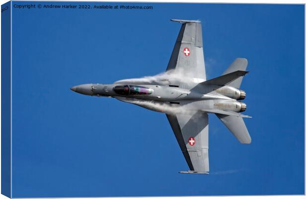 Swiss Air Force McDonnell Douglas FA18 Hornet Canvas Print by Andrew Harker
