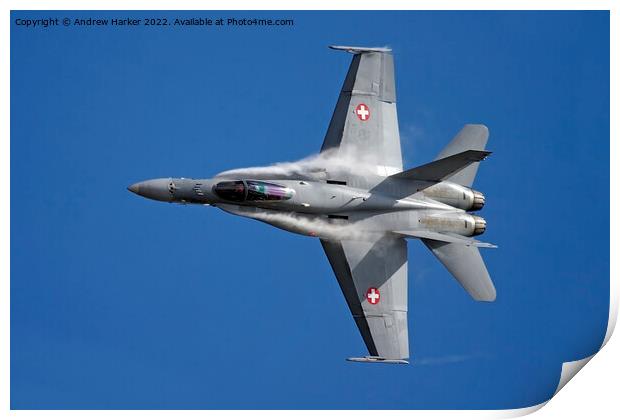 Swiss Air Force McDonnell Douglas FA18 Hornet Print by Andrew Harker