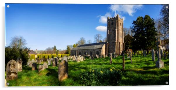St Michael Church, Chagford, Dartmoor, Panorama Acrylic by Maggie McCall