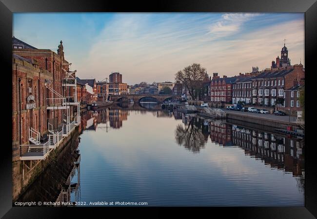 Early morning reflections on the Ouse Framed Print by Richard Perks