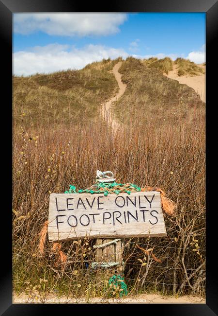Leave Only Footprints Sign Framed Print by Heidi Stewart