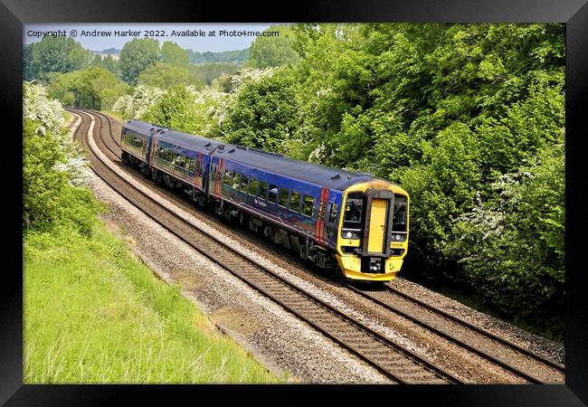 British Rail Class 158 Express Sprinter train Framed Print by Andrew Harker