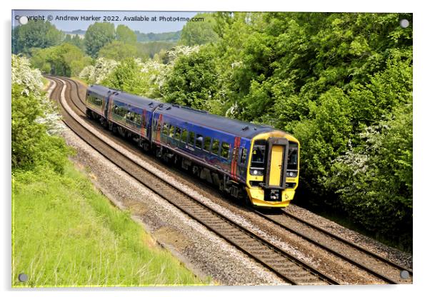 British Rail Class 158 Express Sprinter train Acrylic by Andrew Harker