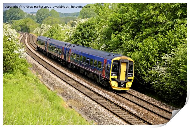 British Rail Class 158 Express Sprinter train Print by Andrew Harker