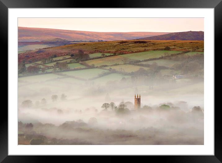 Widecombe-in-the-Mist Framed Mounted Print by David Neighbour