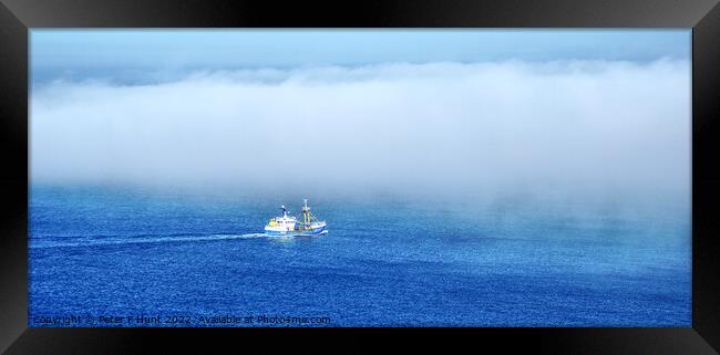Brixham Trawler Sailing Into The Mist Framed Print by Peter F Hunt