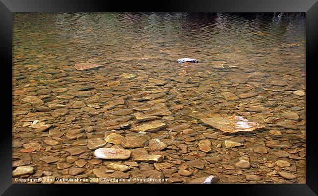 water stream over shining stones Framed Print by Wood Stocker