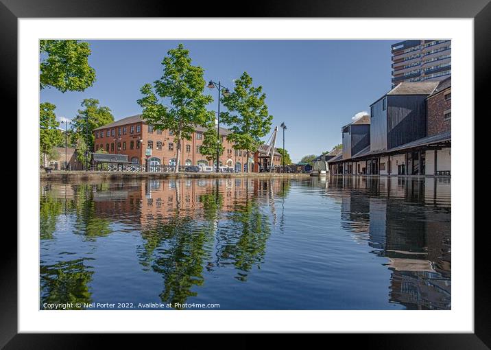 Reflections in the canal basin Framed Mounted Print by Neil Porter