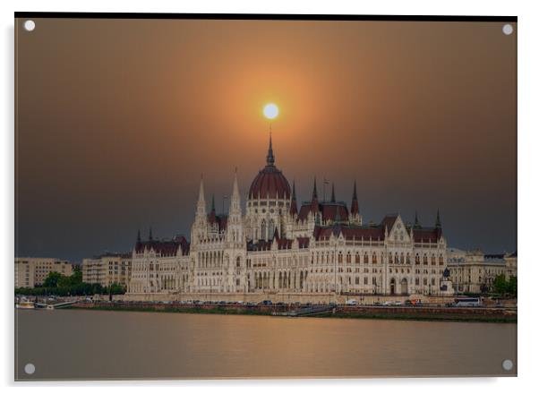 Budapest Sunset Acrylic by Neil Mc Donald
