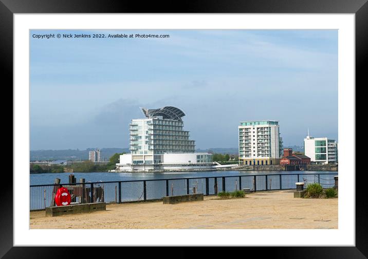 Cardiff Bay showing Hotel and Apartments Framed Mounted Print by Nick Jenkins