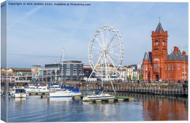 Cardiff Bay Waterfront  in April Canvas Print by Nick Jenkins