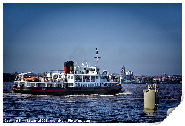 Ferry across the Mersey Print by Maria Tzamtzi Photography