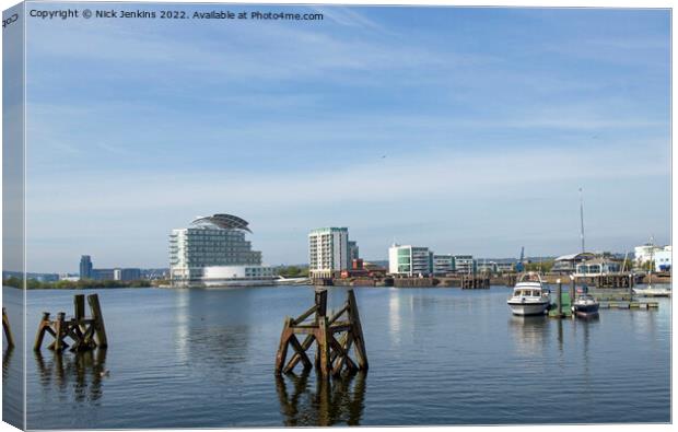Cardiff Bay on a sunny April Morning Canvas Print by Nick Jenkins