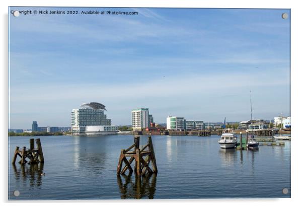 Cardiff Bay on a sunny April Morning Acrylic by Nick Jenkins