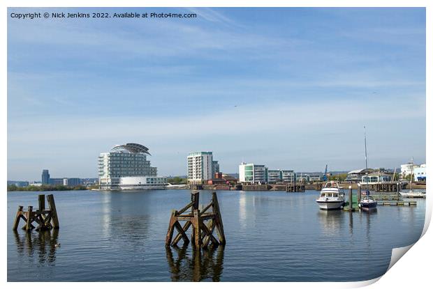 Cardiff Bay on a sunny April Morning Print by Nick Jenkins