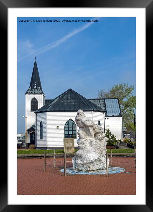 Norwegian Church and Scott Memorial Cardiff Bay Framed Mounted Print by Nick Jenkins