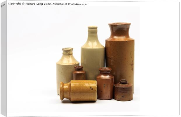  Antique Stoneware Bottles  Canvas Print by Richard Long