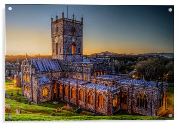 St Davids Cathedral Wales Acrylic by austin APPLEBY