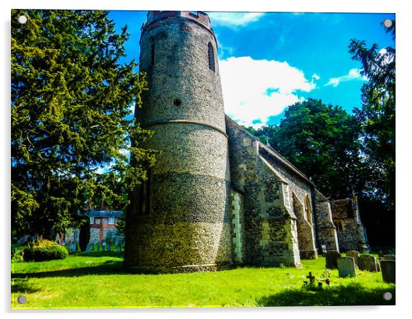 Majestic Bartlow Church in Cambridgeshire Acrylic by Simon Hill