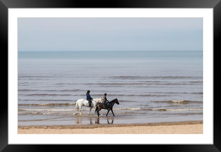 Horse riders on Formby beach Framed Mounted Print by Jason Wells