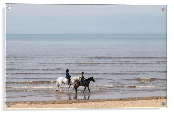 Horse riders on Formby beach Acrylic by Jason Wells