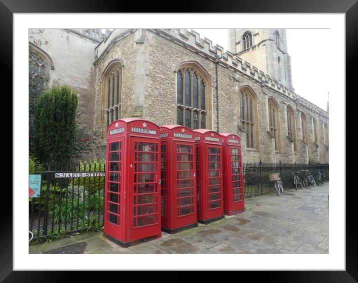 Captivating Cambridge Phone Boxes Framed Mounted Print by Simon Hill