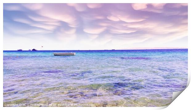 Red sea with waves on sky Print by M. J. Photography