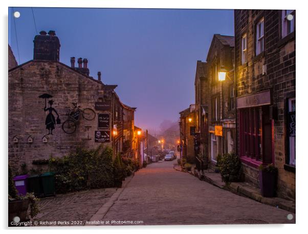 Haworth main street lights Acrylic by Richard Perks