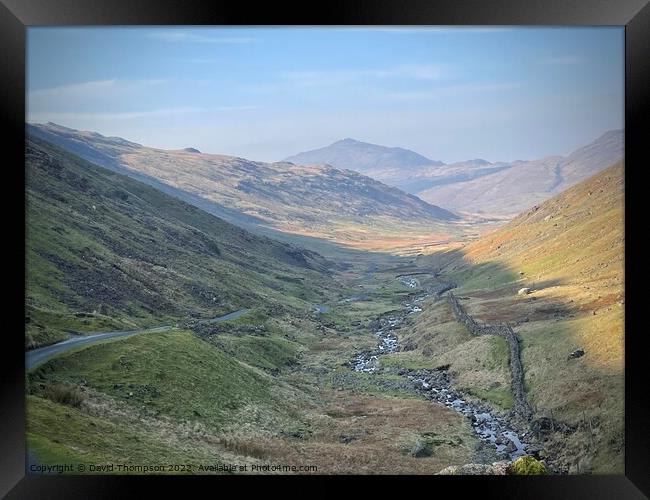 Hardknott Pass over to Wastater Framed Print by David Thompson