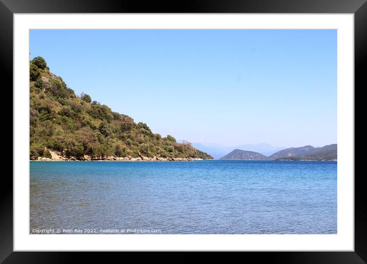 Stunning mountain beach view Framed Mounted Print by Pelin Bay