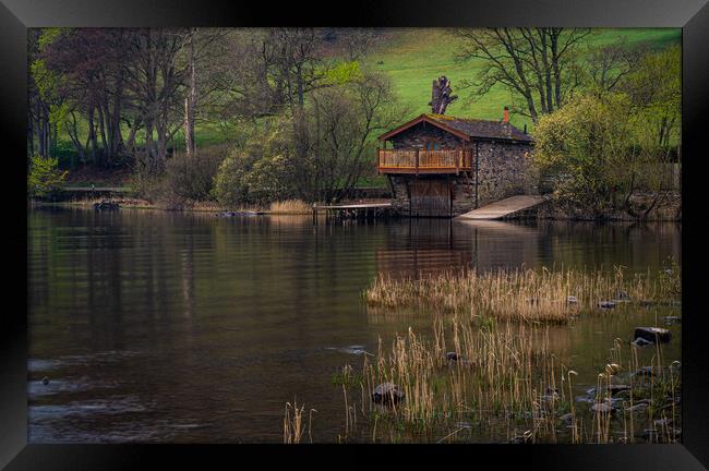 Ulswater Boathouse Framed Print by Michael Brookes