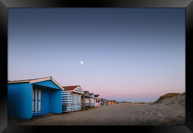 Beach Huts Sunset, West Wittering Framed Print by Mark Jones