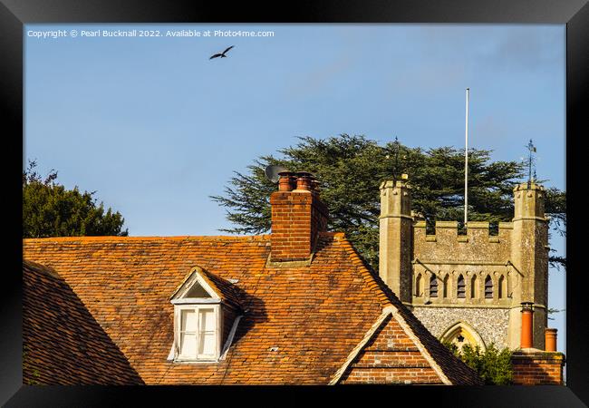 Red Kite Over Hambleden Village Buckinghamshire Framed Print by Pearl Bucknall