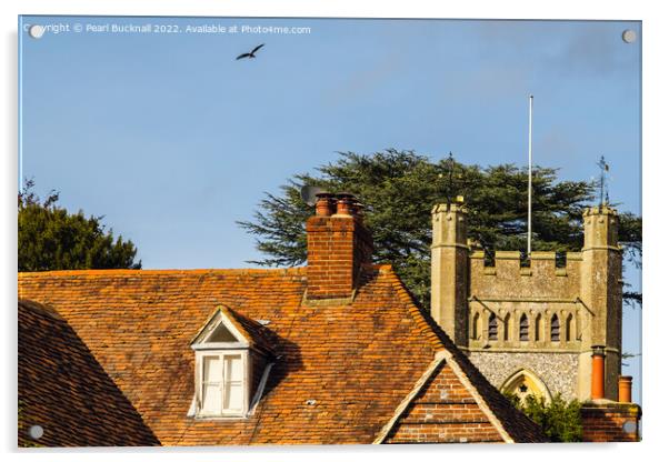 Red Kite Over Hambleden Village Buckinghamshire Acrylic by Pearl Bucknall