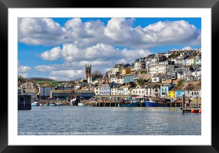 Beautiful Brixham Harbour Framed Mounted Print by Janet Carmichael