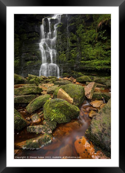 Majestic Waterfall in the Heart of Bleaklow Framed Mounted Print by Steven Nokes