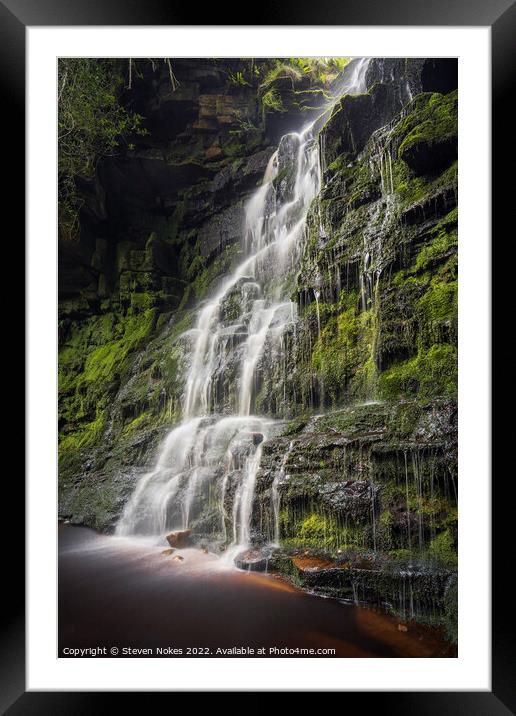 Enchanting Middle Black Clough Waterfall Framed Mounted Print by Steven Nokes