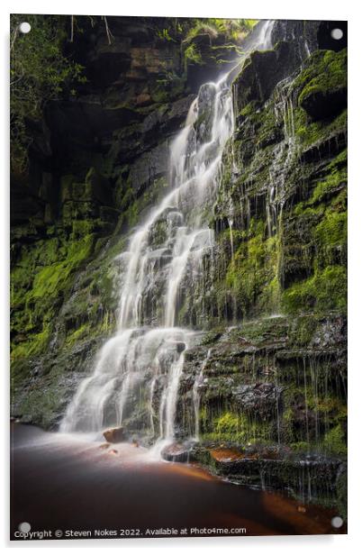 Enchanting Middle Black Clough Waterfall Acrylic by Steven Nokes