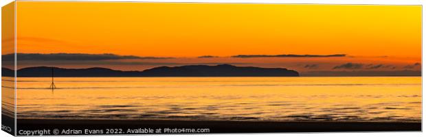 Ocean Sunset Wales Panorama Canvas Print by Adrian Evans