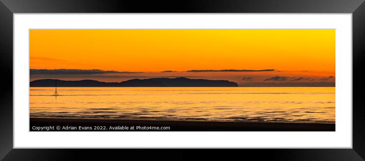 Ocean Sunset Wales Panorama Framed Mounted Print by Adrian Evans