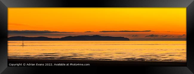 Ocean Sunset Wales Panorama Framed Print by Adrian Evans