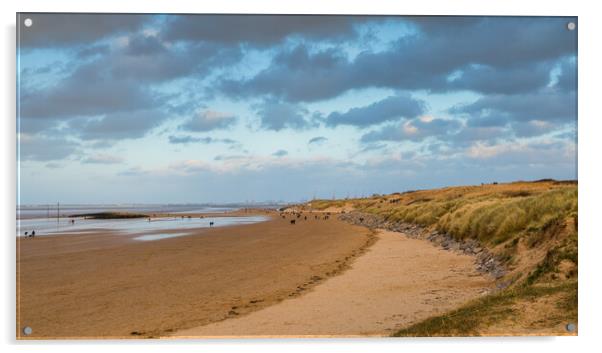 Leasowe Beach panorama Acrylic by Jason Wells