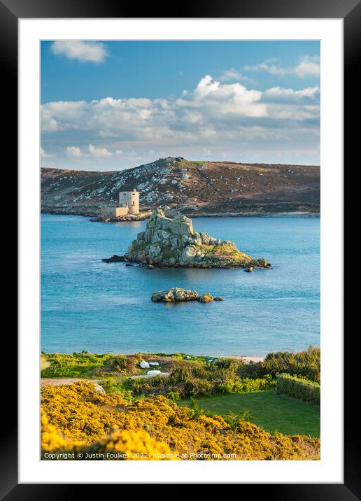 Cromwell's Castle, on Tresco, from Bryher Framed Mounted Print by Justin Foulkes