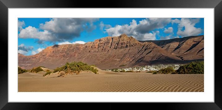 Dunes and Famara Cliffs Framed Mounted Print by Joyce Storey
