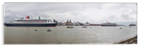 Cunard fleet meeting on the River Mersey Acrylic by Jason Wells