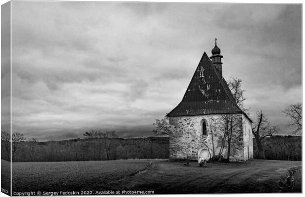 Old church in the field. Dobronice u Bechyne, Czechia Canvas Print by Sergey Fedoskin