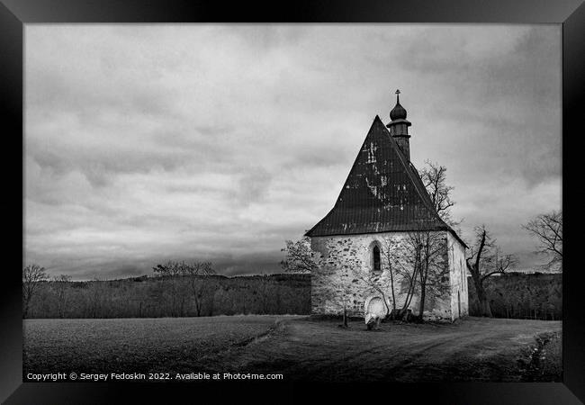 Old church in the field. Dobronice u Bechyne, Czechia Framed Print by Sergey Fedoskin